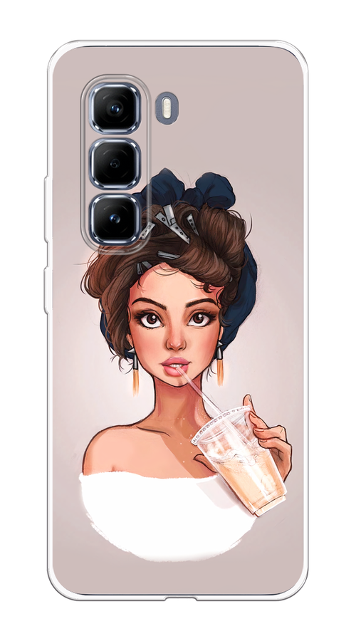 

Чехол на Infinix Hot 50 Pro Девушка с фраппе, Серый, 3106950-1
