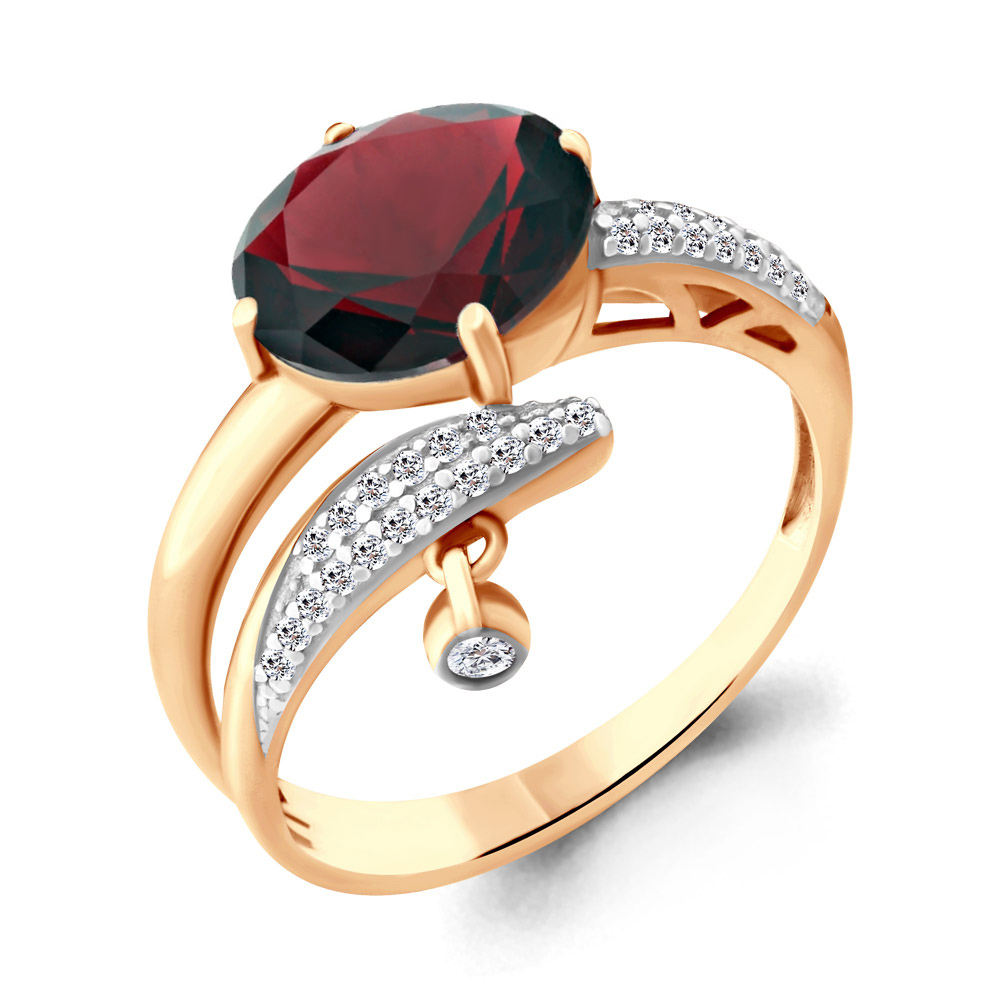 

Кольцо из серебра с гранатом р.  Aquamarine 6902485А_925_з, 6902485А_925_з
