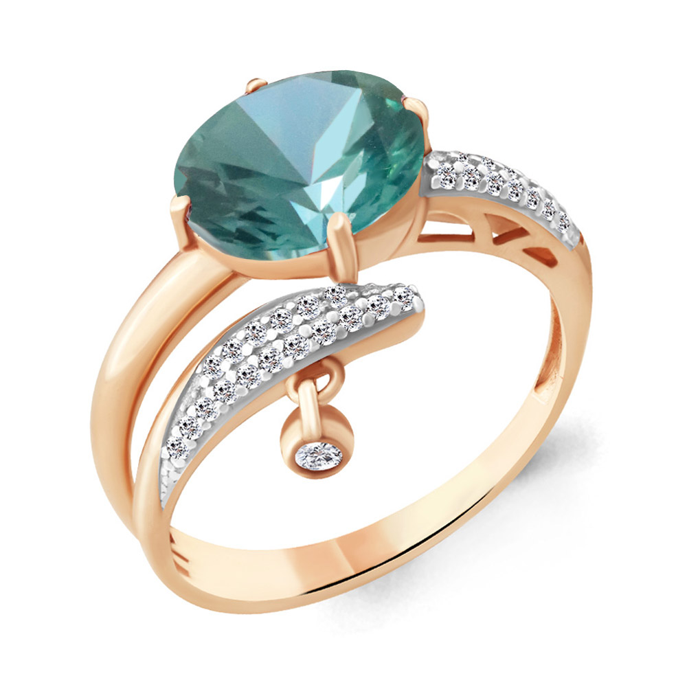 

Кольцо из серебра с турмалином р.  Aquamarine 6902488А_925_з, 6902488А_925_з