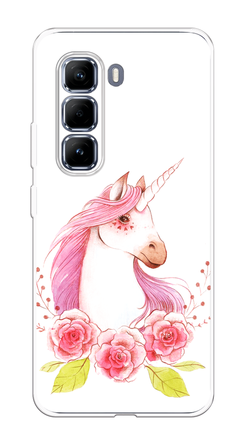 

Чехол на Infinix Hot 50 Pro Единорог цветы, Белый;розовый;серый, 3106950-1