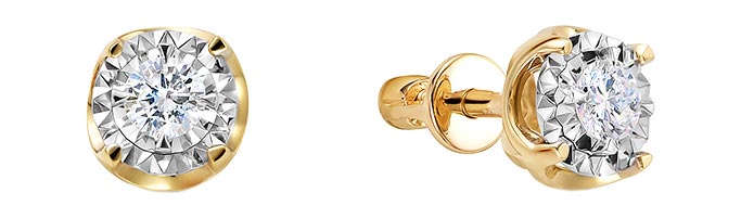 

Серьги-пусеты из желтого золота с бриллиантом Vesna jewelry 41500-359-00-00, 41500-359-00-00