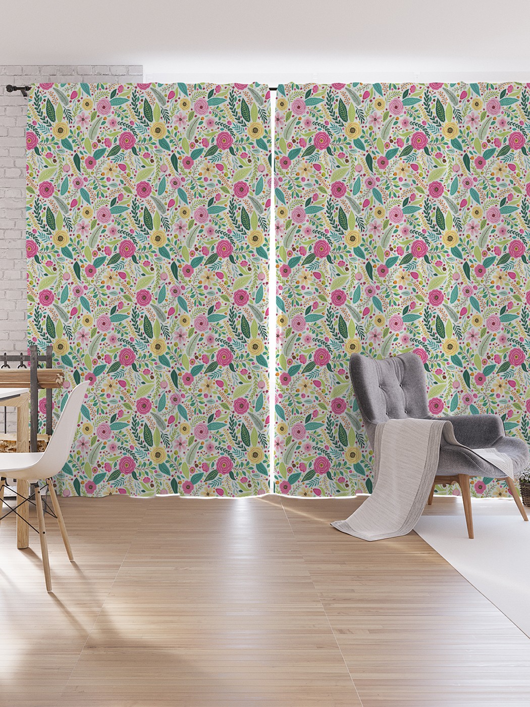 

Шторы под лён JoyArty "Яркий цветочный рай", серия Oxford DeLux, 340х265 см, Яркий цветочный рай