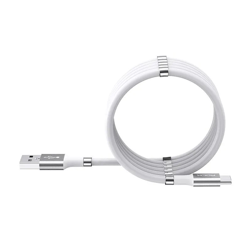 Кабель зарядный ROCK Xiaomi USB-C to USB-A 180 cm. 2A, Магнитный силикон, Magnetic Silicon