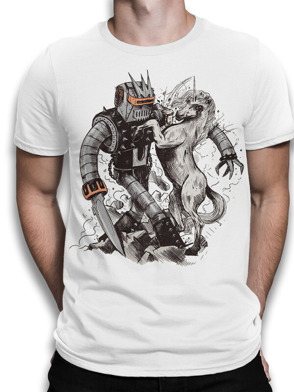 

Футболка мужская Dream Shirts Робот Против Единорога белая 2XL, Робот Против Единорога