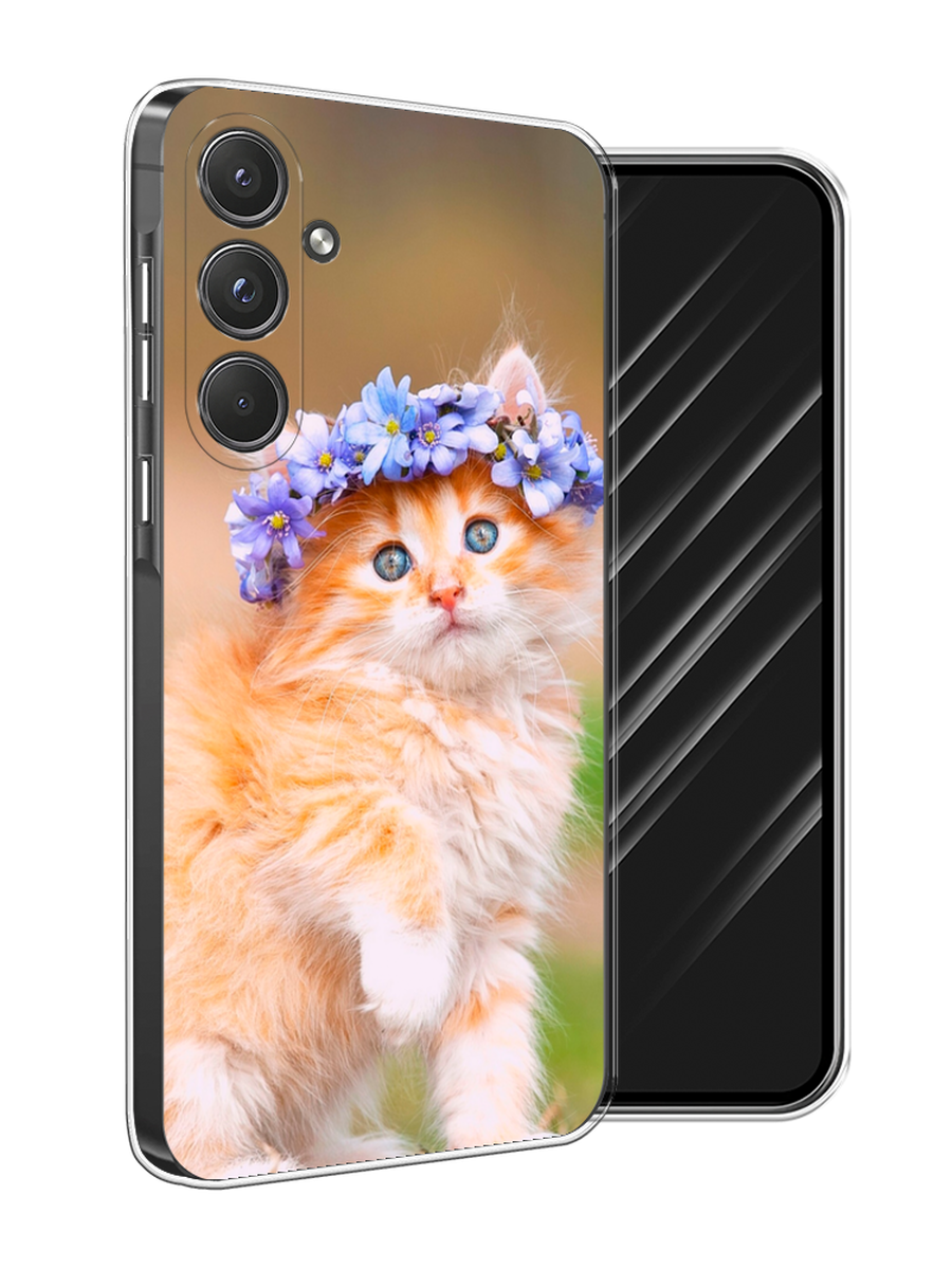 

Чехол Awog на Samsung Galaxy A55 5G "Рыжий кот в венке", Коричневый;синий, 2109450-1