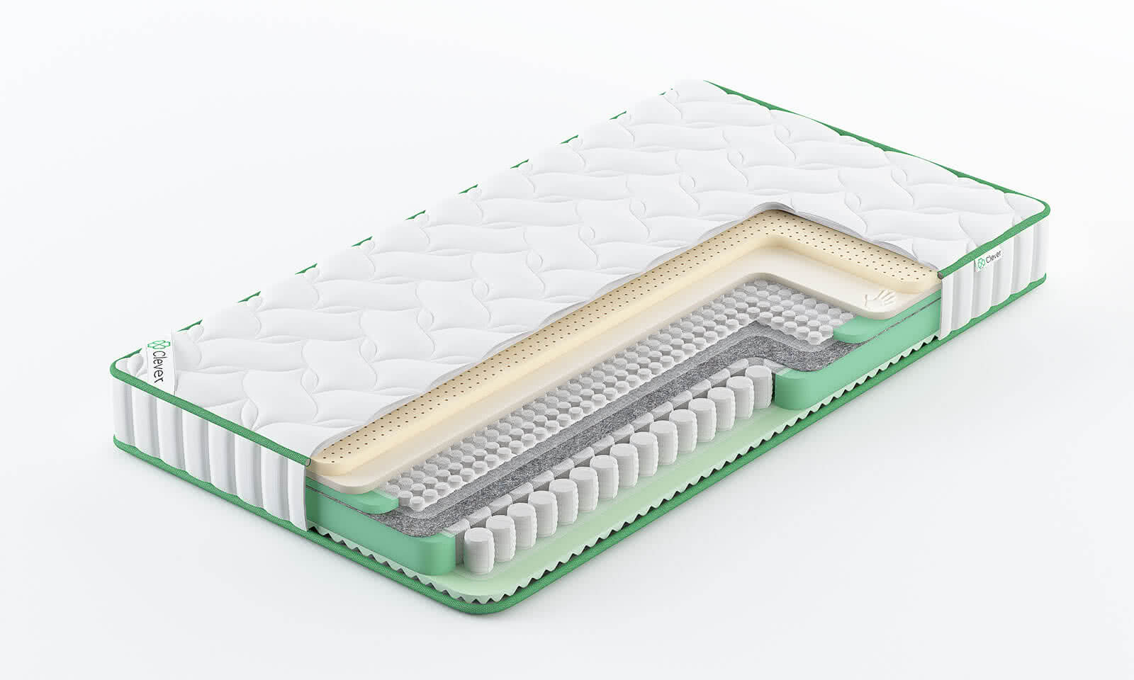 

Матрас Clever HybridFlex Mix Slim 120x205, Белый, HybridFlex Mix Slim