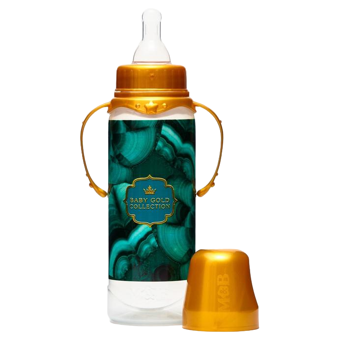 фото Бутылочка для кормления «золотая коллекция: малахит» 250 мл цилиндр, с ручками mum&baby