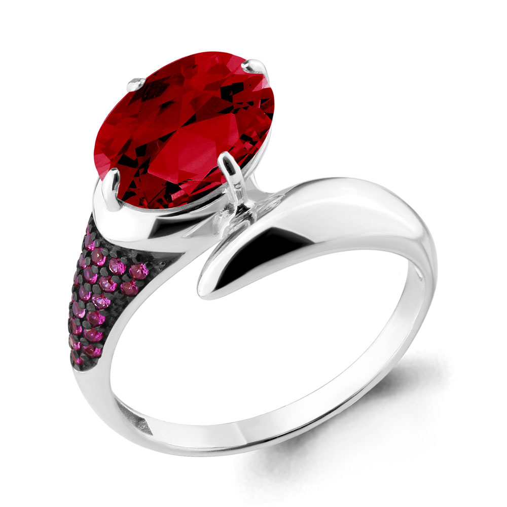 

Кольцо из серебра с гранатом р. 19,5 Aquamarine 6902585В_925_р, 6902585В_925_р