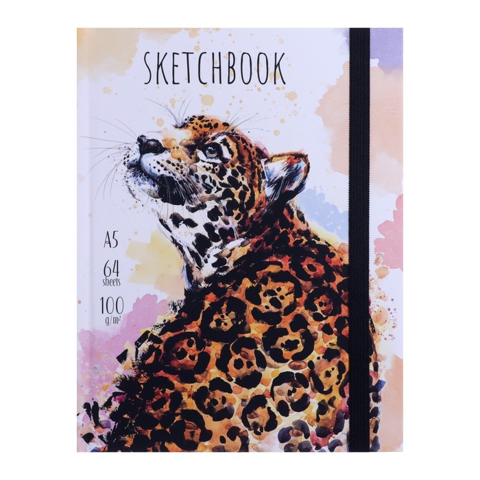 

Скетчбук А5, 64 листа Leopard, твердая обложка, ламинация Soft-Touch, на резинке, тонирова