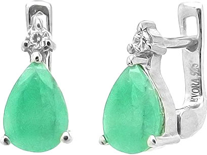 

Серьги из серебра с изумрудом/фианитом Evora 617049-e, 617049-e