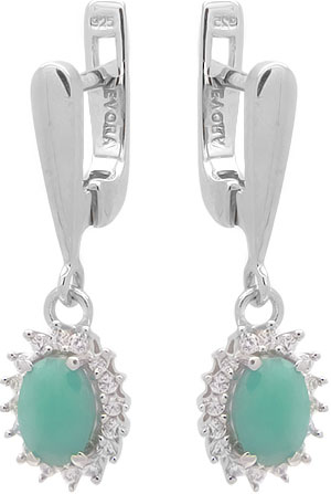

Серьги из серебра с изумрудом/фианитом Evora 622987-e, 622987-e