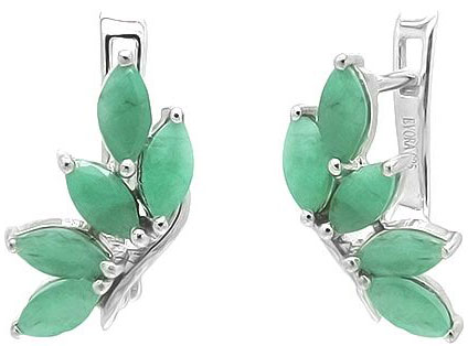 

Серьги из серебра с изумрудом Evora 628320-e, 628320-e