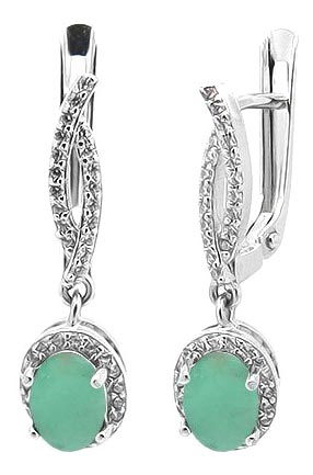 

Серьги из серебра с изумрудом/фианитом Evora 628916-e, 628916-e