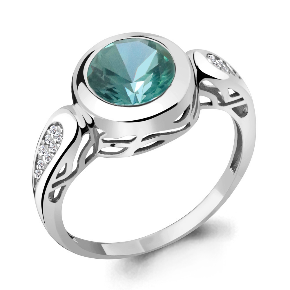 

Кольцо из серебра с турмалином р. 17,5 Aquamarine 6902688А_925_р, 6902688А_925_р