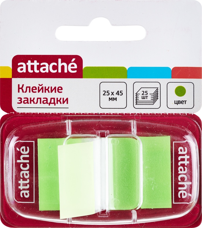 

Attache пластиковые, 1 цвет по 25 листов, 25х45 мм, зеленый, пластиковые, 1 цвет по 25 листов, 25х45 мм, зеленый
