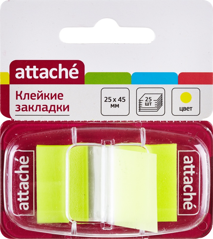 

Attache пластиковые, 1 цвет по 25 листов, 25х45 мм, желтый, пластиковые, 1 цвет по 25 листов, 25х45 мм, желтый