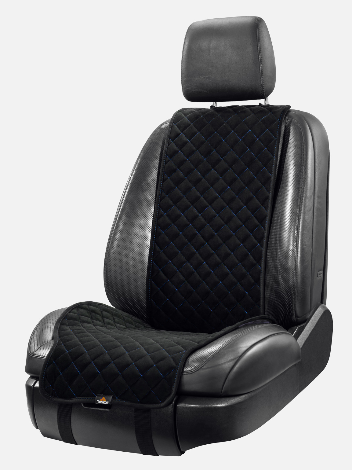 фото Trokot / чехол на сиденья а/м на передние сиденье 1 шт, универ. размер, чёрный, синяя стр. трокот