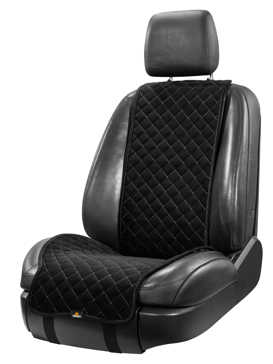 фото Trokot / чехол на сиденья а/м на передние сиденье 1 шт, универ. размер, чёрный, белая стр. трокот