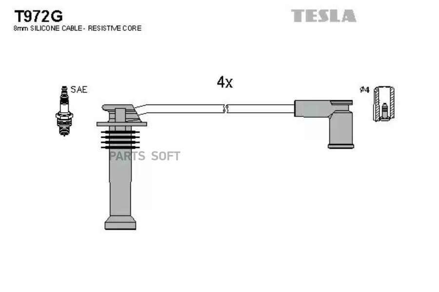 

Комплект проводов зажигания TESLA T972G