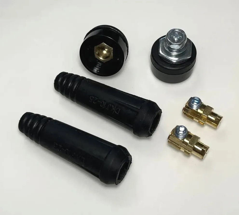 Кабельная вилка+панельная розетка (Комплект клемм 2+2 шт) для сварочного аппарата (10-25мм насадка для сварочного аппарата ø20 мм