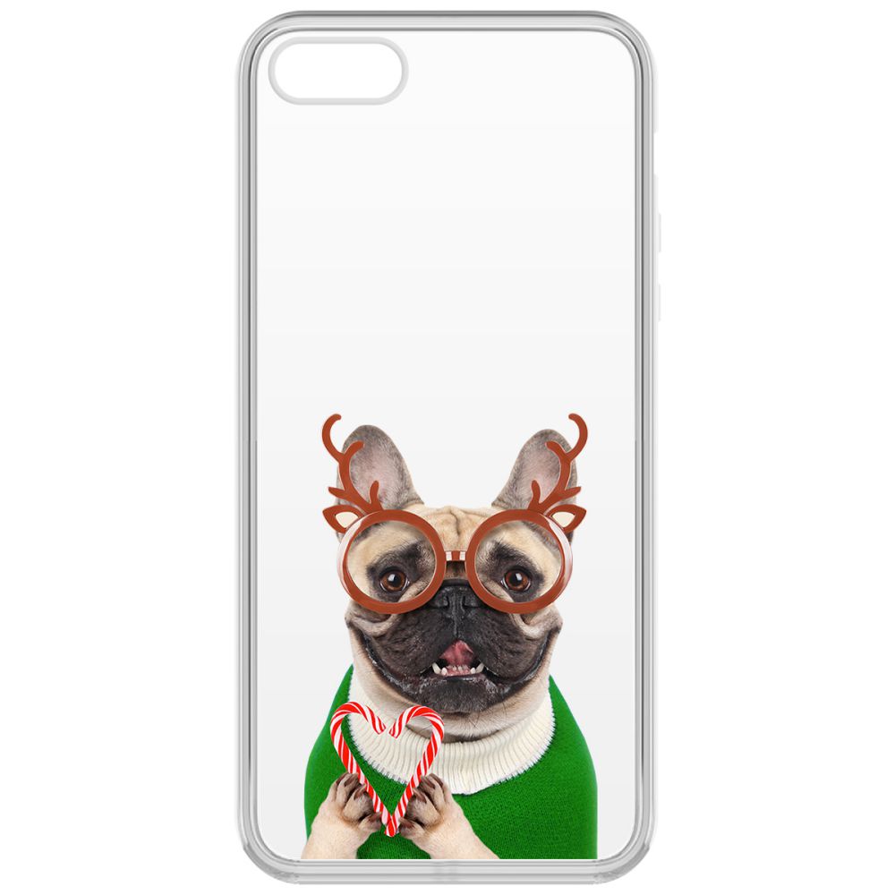 

Чехол-накладка Krutoff Clear Case Новогодний француз для iPhone 5/5s, Разноцветный