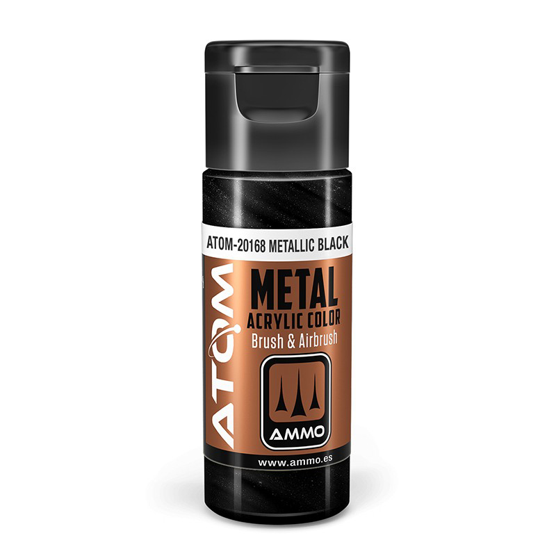 

Акриловая краска Ammo Mig Atom Color Metallic Оружейный металл Black ATOM20168