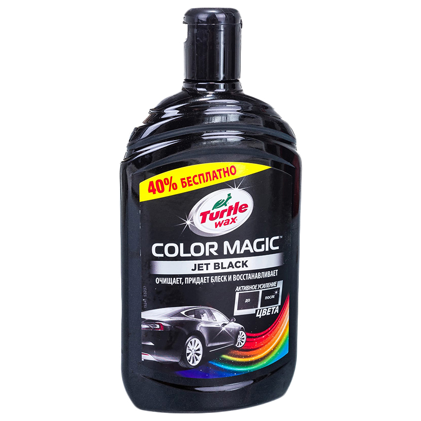 фото Полироль кузова черная с воском 500мл color magic turtle wax
