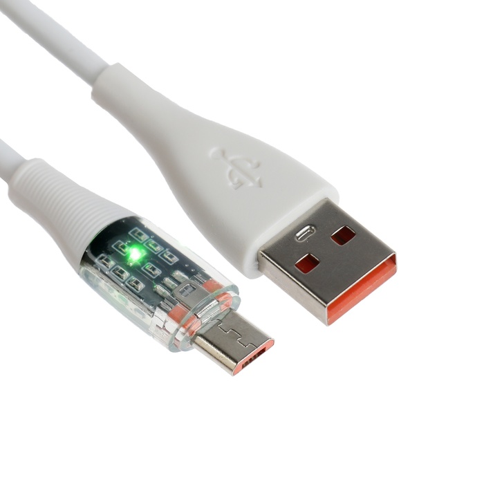 Кабель, 2 А, Lightning - USB, прозрачный, оплётка нейлон, 1 м, чёрный 600015983827