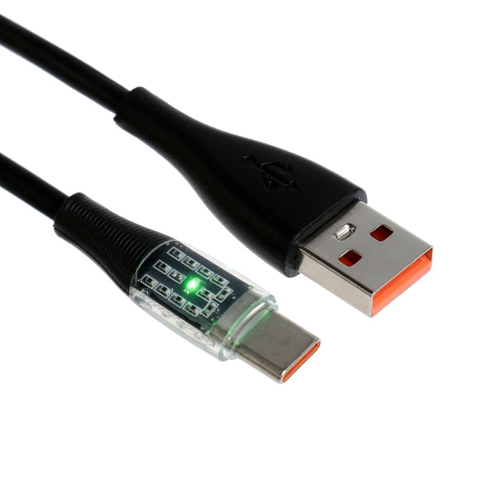 Кабель, 3 А, Type-C - USB, прозрачный, TPE оплётка, 1 м, белый