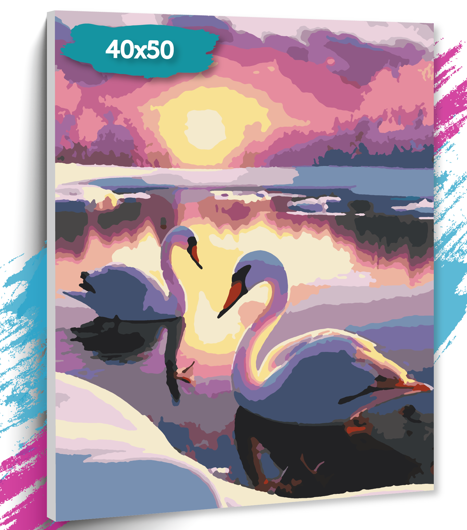 Картина по номерам ТТ Лебеди на озере GK0184 Холст на подрамнике 40х50 см