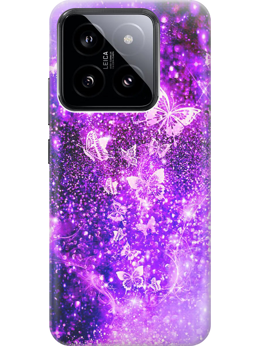 

Силиконовый чехол на Xiaomi 14 с рисунком "Котик и нитки", Фиолетовый;черный, 20012083