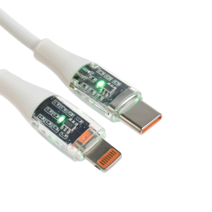 Кабель, 3 А, Type-C - USB, прозрачный, оплётка нейлон, 1 м, чёрный