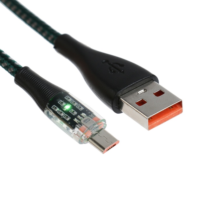 Кабель, 2 А, MicroUSB - USB, прозрачный, TPE оплётка, 1 м, чёрный