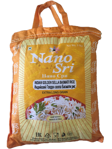 Рис Nano Sri Basmati Golden Sella пропаренный, 5кг