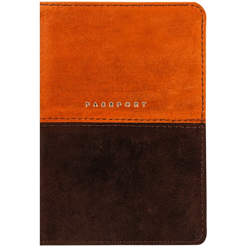 Обложка для паспорта OfficeSpace Duo, кожа, осень, коричневый, тиснение фольгой