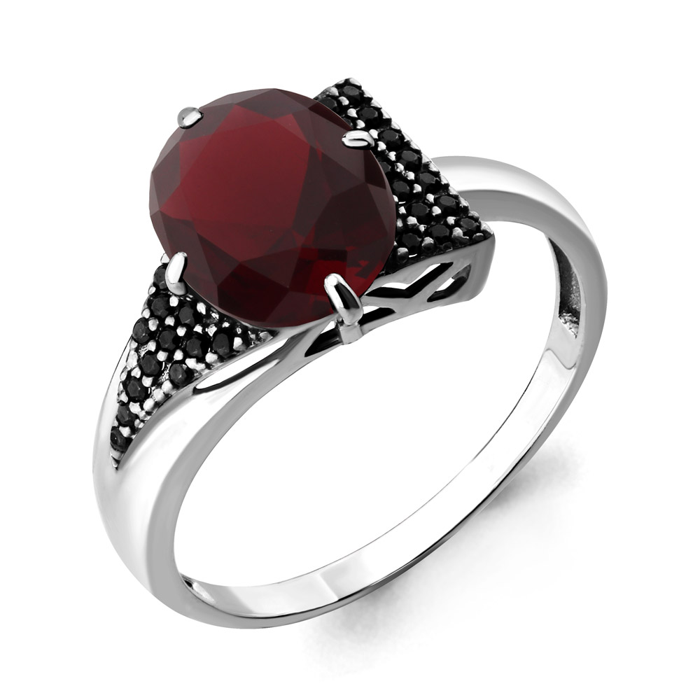 

Кольцо из серебра с гранатом р. 18,5 Aquamarine 6902885Ч_925_р, 6902885Ч_925_р