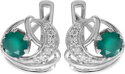 

Серьги из серебра с агатом/фианитом Марказит D21243-agat-mr, D21243-agat-mr