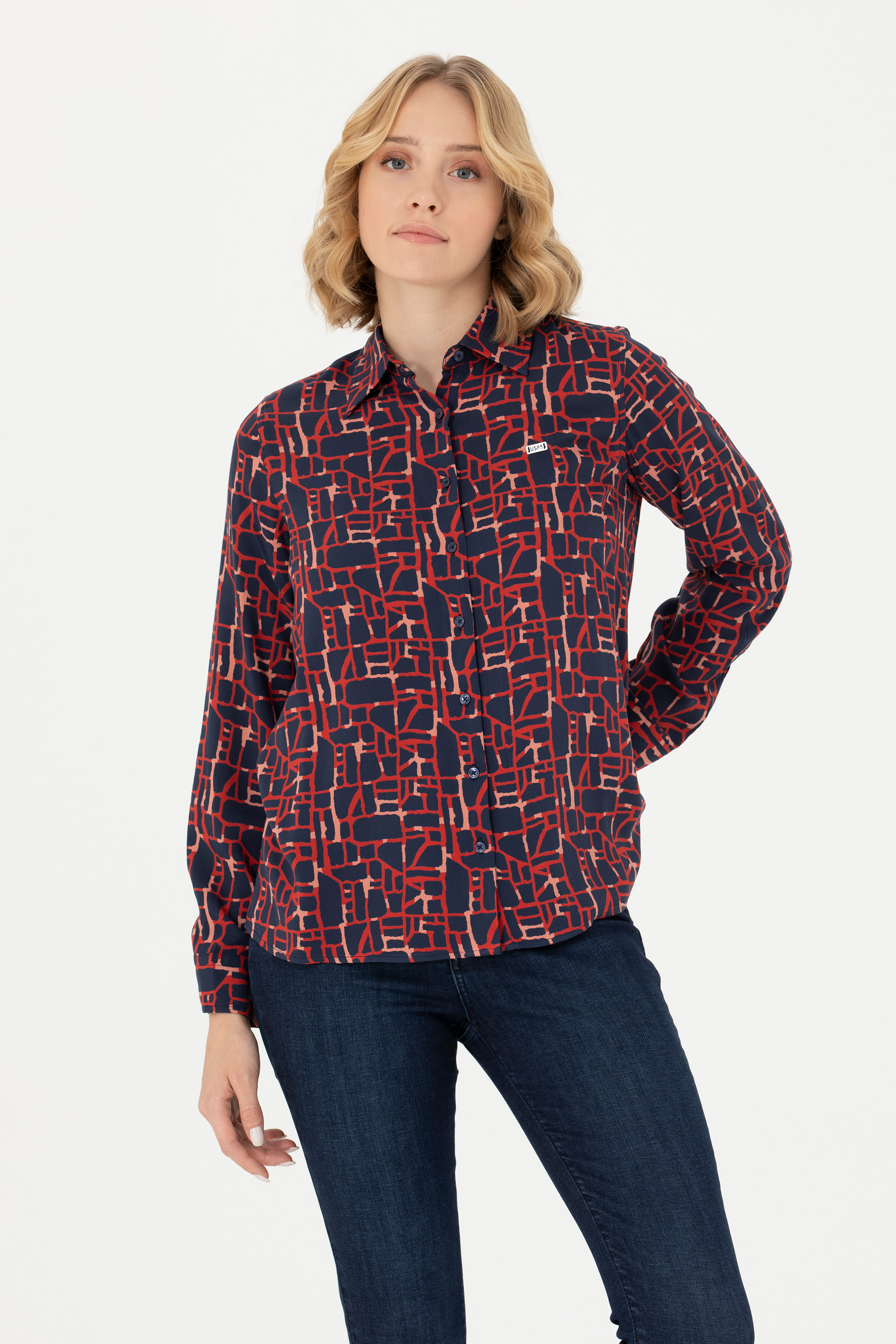 

Рубашка женская US Polo G082GL0040INCAN синяя 42, Синий, G082GL0040INCAN
