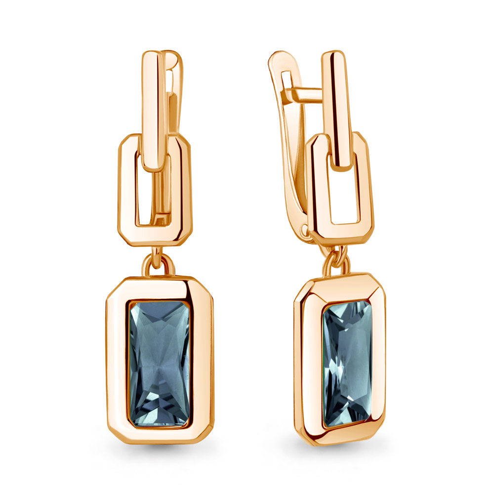 

Серьги подвески из серебра Zlatera 00069, топаз искусственный, 00069