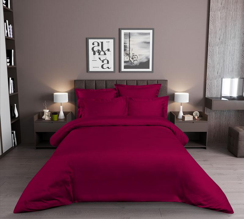 фото Комплект постельного белья гранат семейный сатин красный текс-дизайн