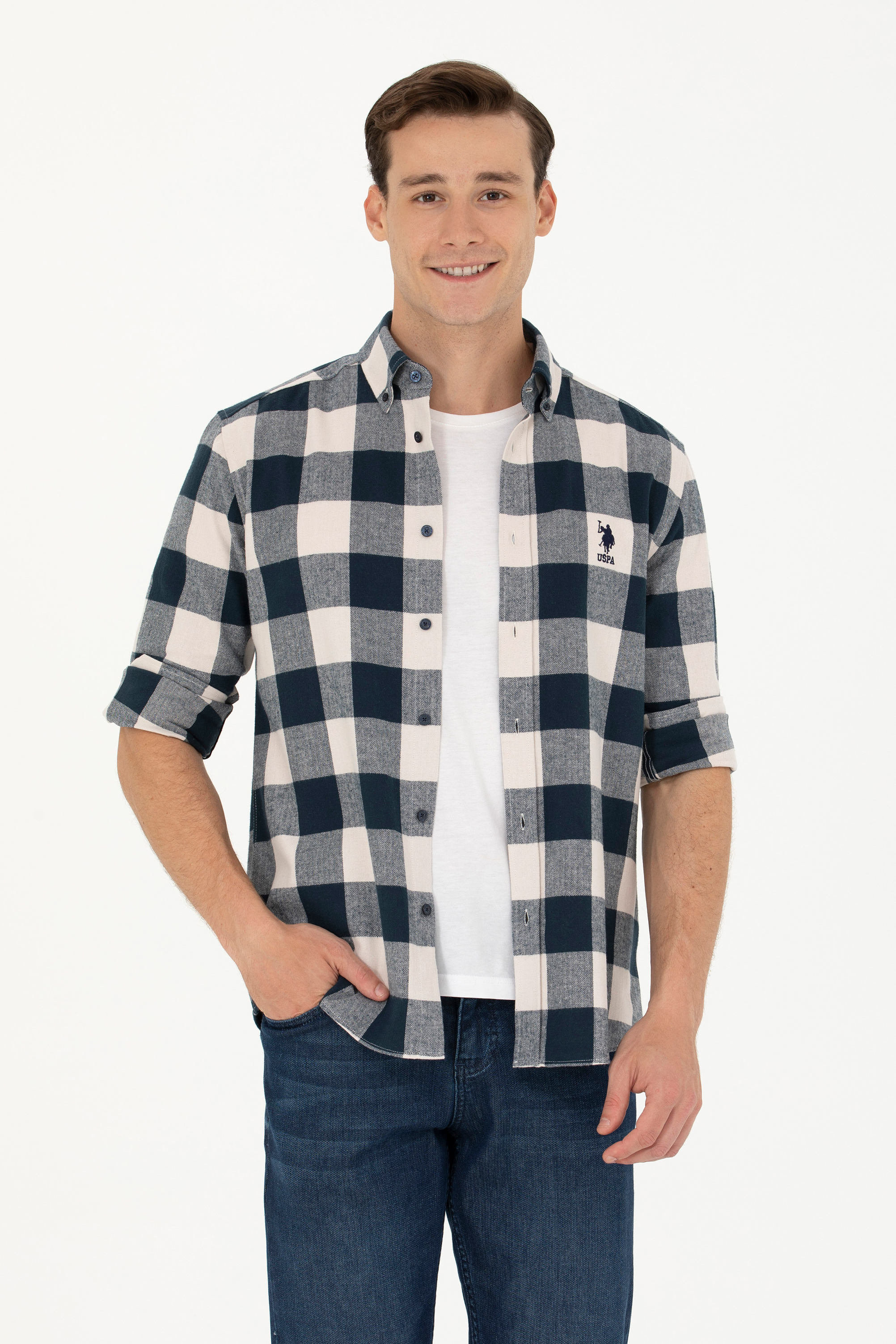 

Рубашка мужская Us Polo G081GL0040YASIDI синяя XS, Синий, G081GL0040YASIDI