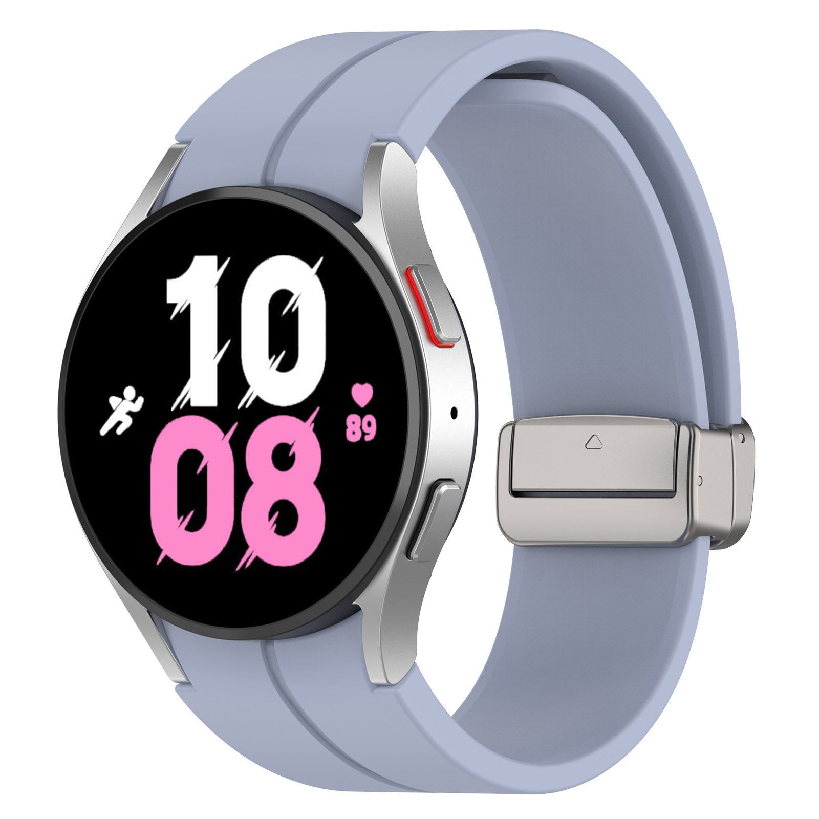 Силиконовый ремешок для Samsung Galaxy Watch 4/5/6,L, серебристая застежка, светло-голубой