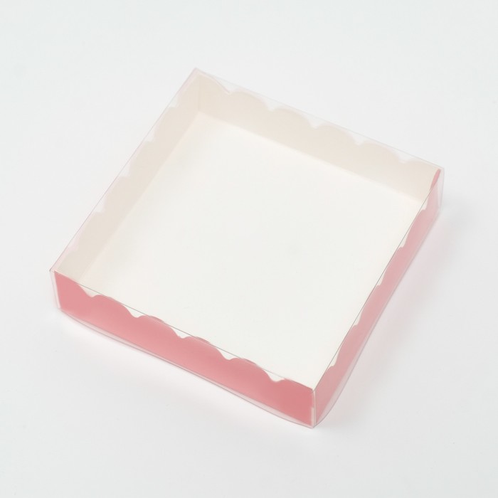

Коробочка для печенья с PVC крышкой, розовая, 12х12х3 см 10 шт, Розовый