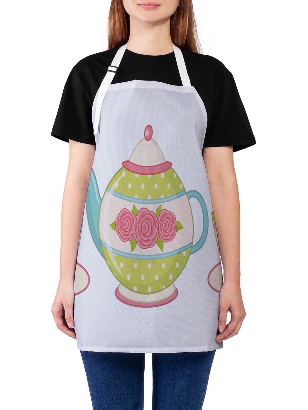 фото Фартук женский joyarty для готовки "чайник и чашки", универсальный размер
