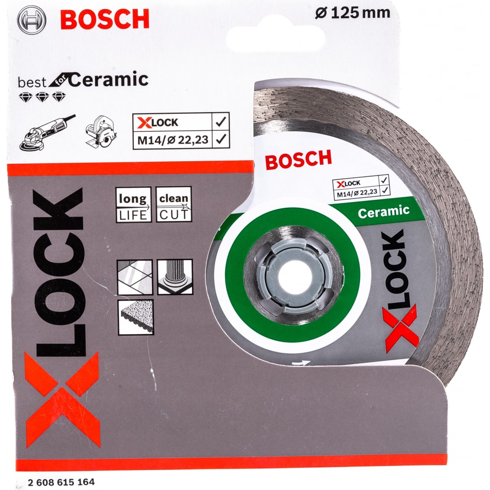 фото Bosch x-lock алмазный диск best for ceramic 125 x 22,23 x 1,8 x 10мм 2608615164