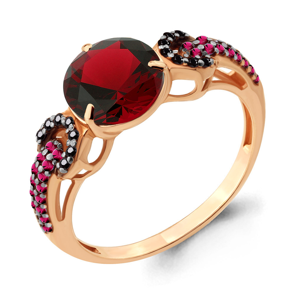 

Кольцо из серебра с гранатом р.  Aquamarine 6903185ЧВ_925_з, 6903185ЧВ_925_з