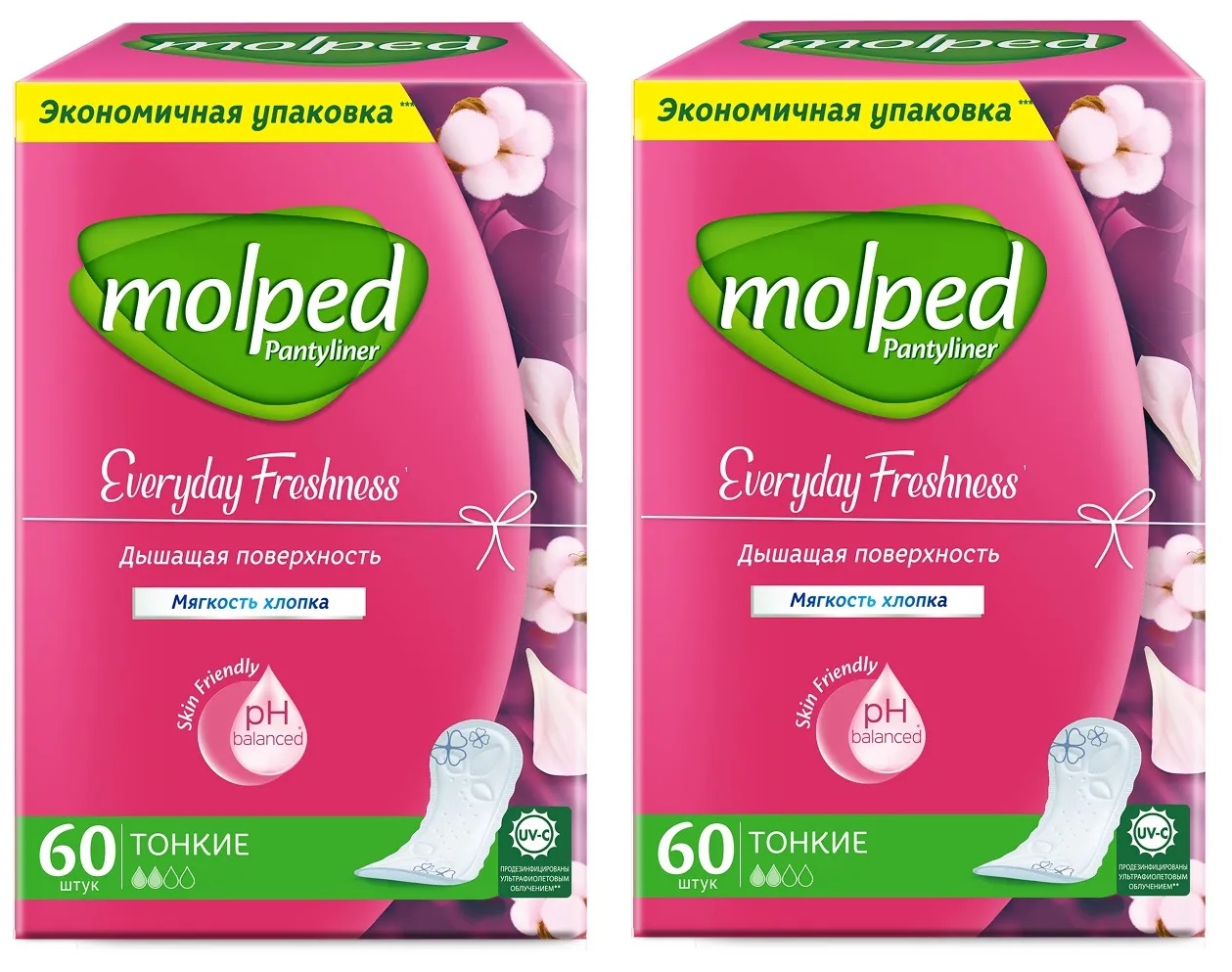 Ежедневные прокладки Molped Daily Care, 2х60шт. прокладки molped ежедневные pure