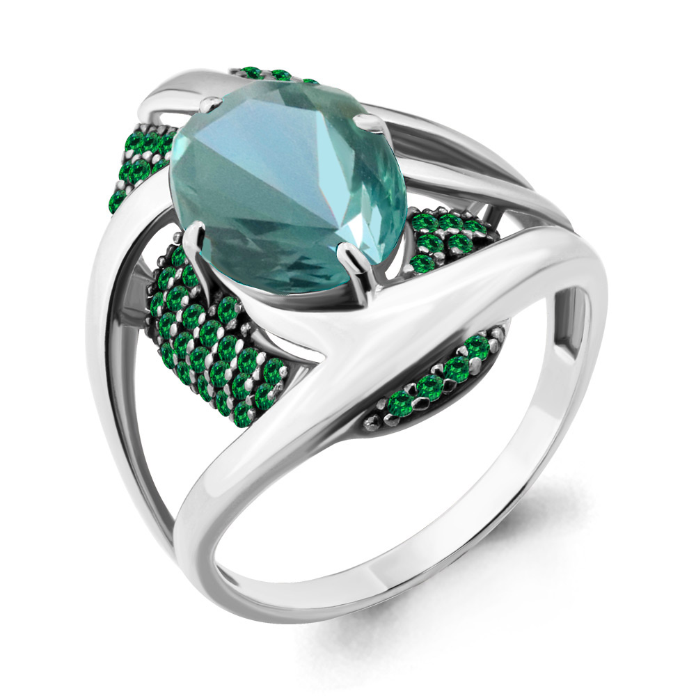 фото Кольцо из серебра с изумрудом р. 17 aquamarine 6903288г_925_р