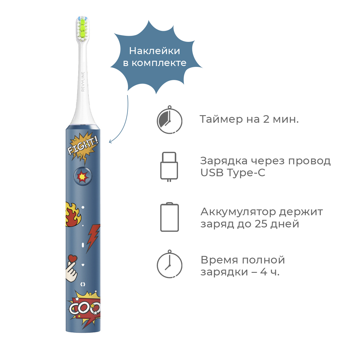 Электрическая зубная щетка Revyline RL 040 голубой