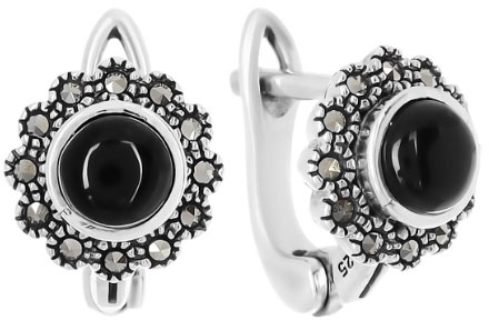 

Серьги из серебра с ониксом/марказитом Марказит HE1593-oniks-mr, HE1593-oniks-mr